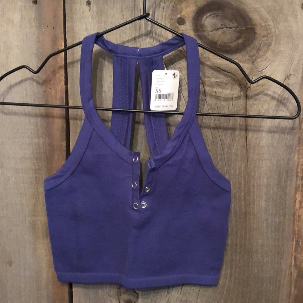 Free People Free Throw Henley Crop Top in Outerspace Size XS